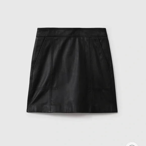NWT Reiss Black Leather “Edie” Mini Skirt - Picture 4 of 14